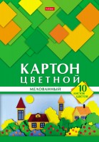 Картон цв А4 10л10цв ХБ Геометрия цвета Домики мелов.