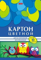 Картон цв А4 10л10цв ХБ Геометрия цвета Совушки двусторон