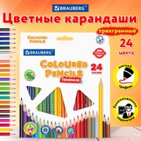 Каранд.24цв. BRAUBERG PREMIUM пластик трехгран