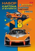 Картон цв А4 8л ХБ.(больш)+Бумага 8цв+2 белых Спорт шик