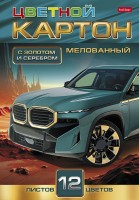 Картон цв А4 12л12цв ХБ АВТОстиль+золото и серебро