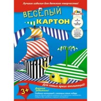 Картон цв А4 6л6цв КТС Веселый  АССОРТИ зв, серд, ромаш, полоски